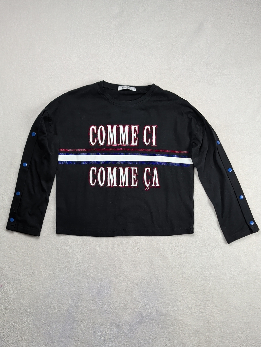 To Be Too Girls Comme Ci Comme Ça Black Graphic Long Sleeve Top 9/10